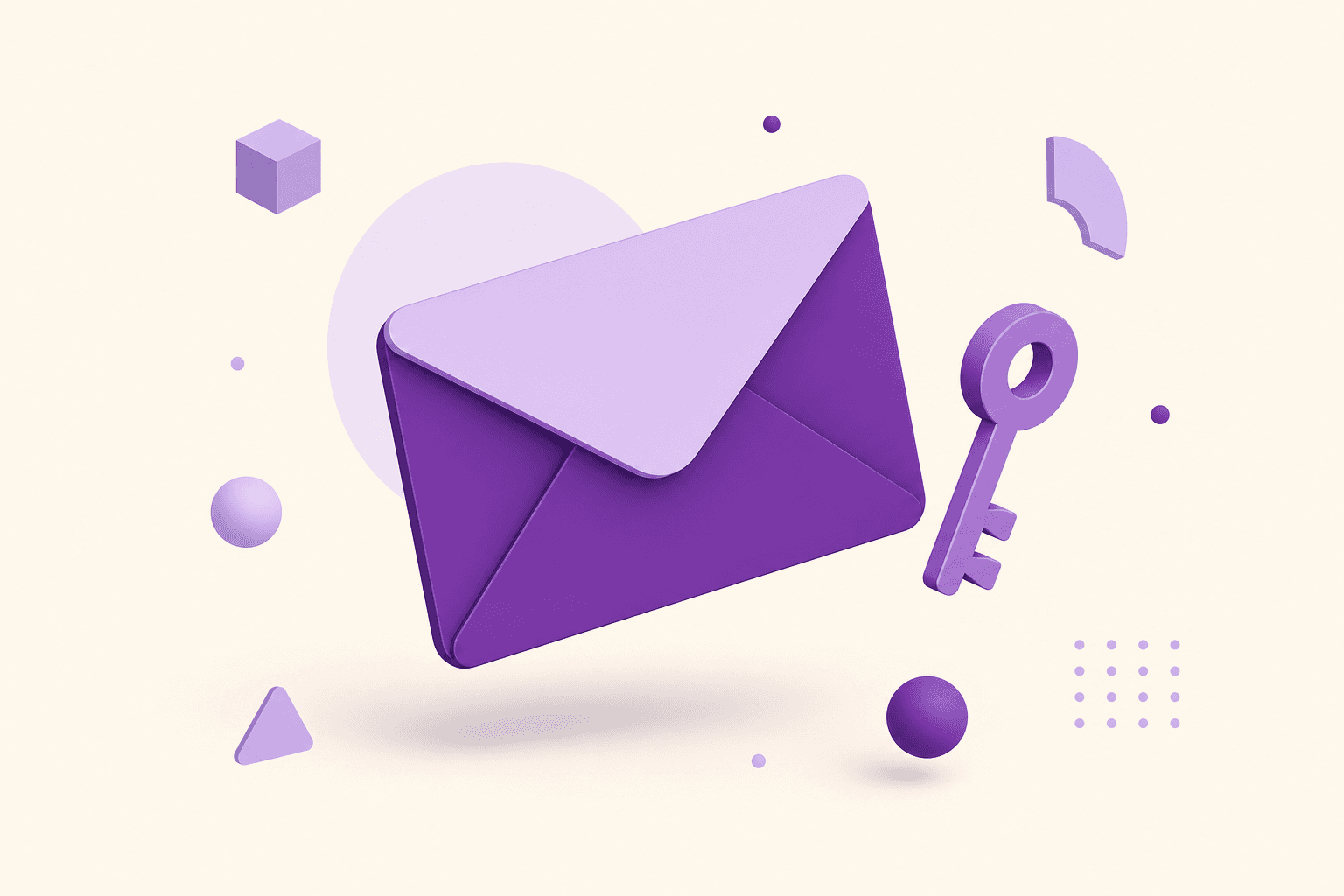 Illustration of a Yahoo envelope with a key in purple tones